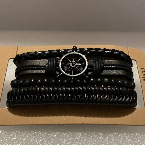 4pcs Braided wrap Leather band / bracelet - Picture 2 of 7